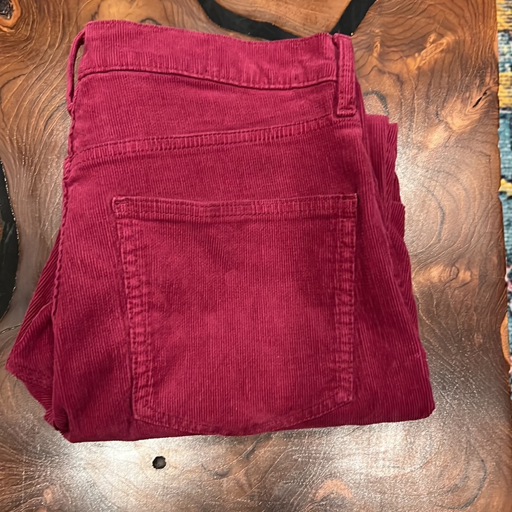 Corduroy wine color gap cigarette high rise pants